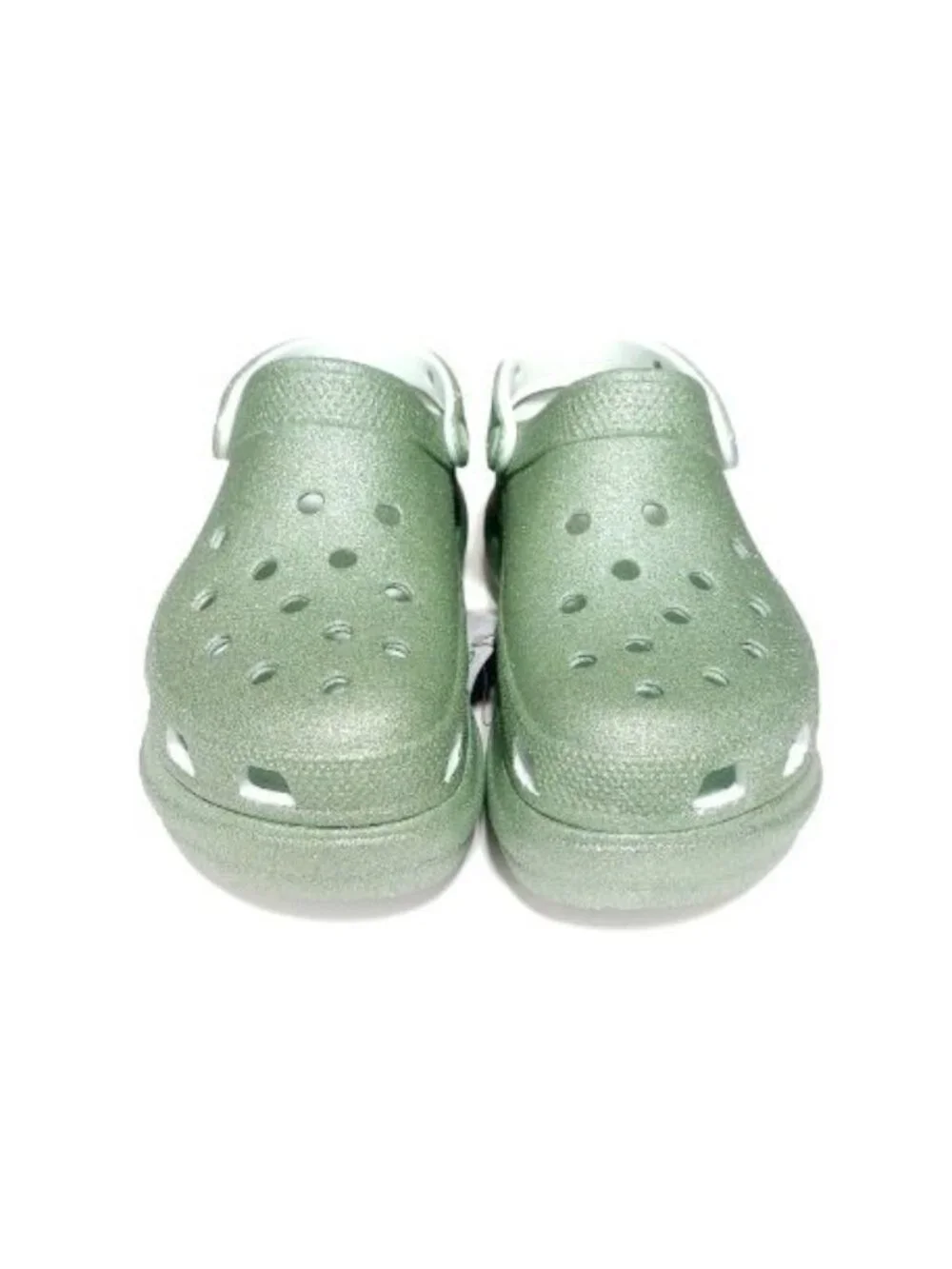 CROCS Classic Bae Glitter Slip On Platform Clogs Womens Size 7 Sandals Mint Tint